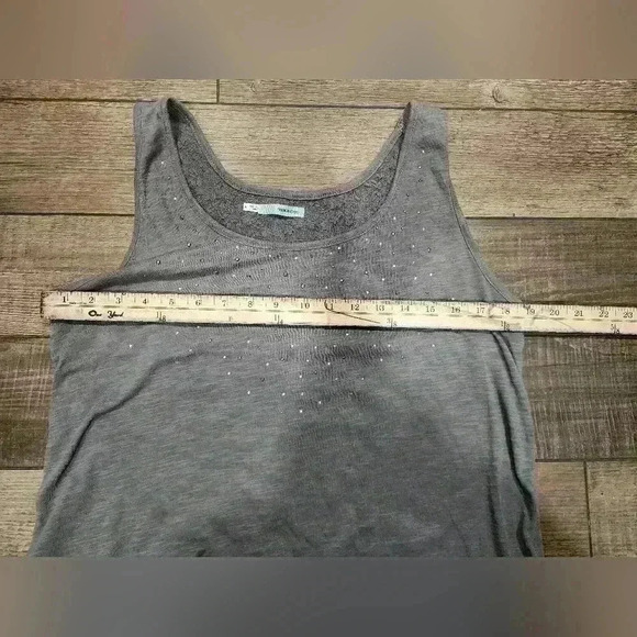 Maurices Tank Top Womens XL Grey Lace Back Rhinestones Bling - Picture 7 of 8